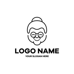old woman face logo illustration