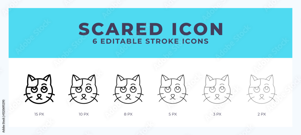 Poster scared cat icon. regular line. thin line. bold line. vector illustration.