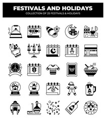 Collection of 25 Festivals and Holidays. Cultural Traditions and Celebrations
