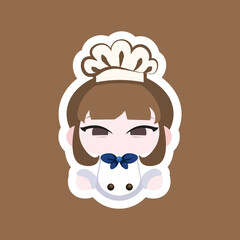 Colored Chibi Chef Cartoon Illustration
