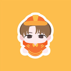 Colored Chibi Firefighter Cartoon Illustration
