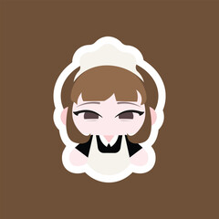 Colored Chibi Maid Cartoon Illustration