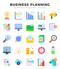 Business Planning. Flat icons Pack. vector illustration.