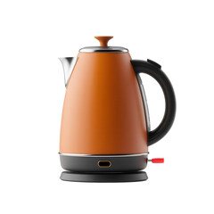 Orange electric kettle isolated on transparent background