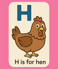 A charming illustration of a hen, perfect for teaching children the letter H and its association with hens.