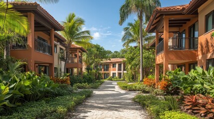 Obraz premium Luxury Tropical Resort Villas Pathway