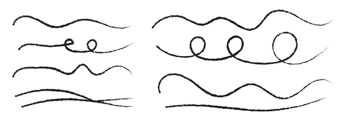 Crayon or marker scribbles. Line brush marker scribble sketch underline. Black vector marker and brush strokes. Vector illustration 