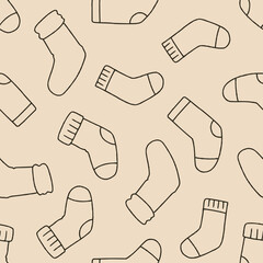 Outline Vector Sock Pattern Repeat Seamless for Wallpaper Background Cover Packaging