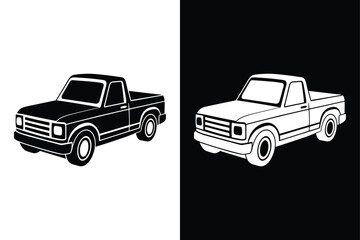 Monochrome Pickup Truck silhouette Icon. Simple Vector Illustration