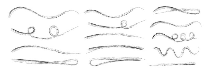 Crayon or marker scribbles. Line brush marker scribble sketch underline. Black vector marker and brush strokes. Vector illustration 
