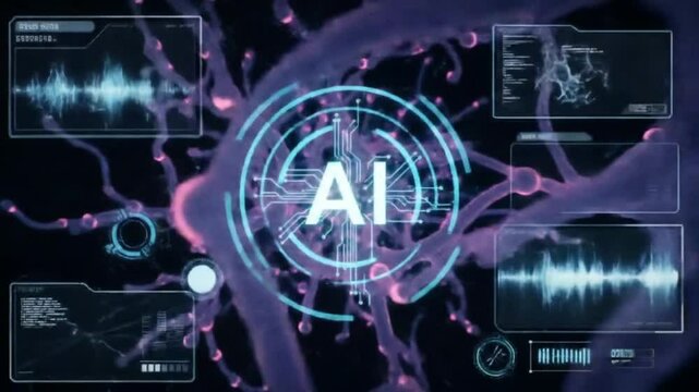 Abstract blue technology background with binary code and fractal data elements showcasing digital cyberspace