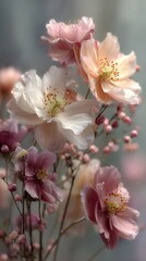 Obraz premium Vintage floral bouquet with soft pastel petals, delicate textures and romantic charm. A timeless botanical dream.