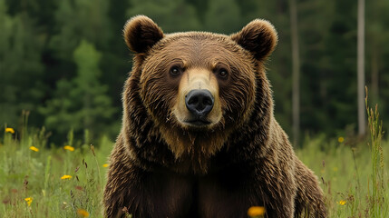 Fototapeta premium Grizzly bear in a meadow.