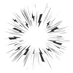Comic speed lines. Manga radial burst effect on white background. Vector action rays with flash. Explosion power with stripes of glow and roar. Cartoon energy illustration © Chorna_L