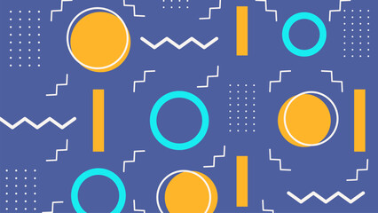 Colorful Abstract Memphis Geometric Shapes on Background