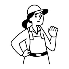 A drawing style icon of female hunter
