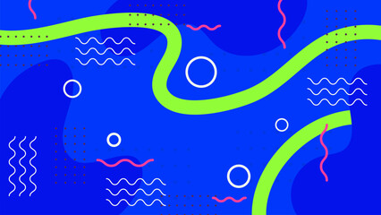 Colorful Abstract Memphis Geometric Shapes on Background