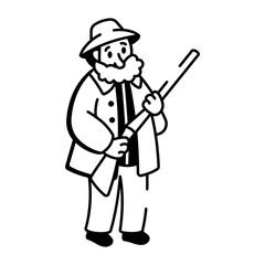 A doodle style icon of old hunter
