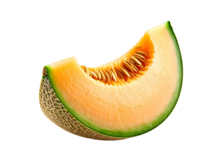 Slice of cantaloupe melon, vibrant and refreshing. Perfect for summerthemed designs, healthy eating concepts and food blogs or websites.