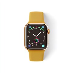 Apple watch series gold aluminum case with mustard sport band modern technology wearable device time