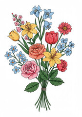Beautiful bouquet of various colorful flowers