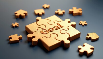 Fototapeta premium A golden puzzle with the word 