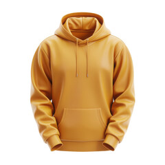 Mustard yellow hoodie mockup isolated on transparent background