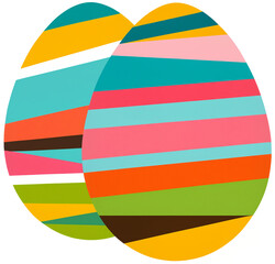 two easter eggs creative abstract flat-style, diagonal colored