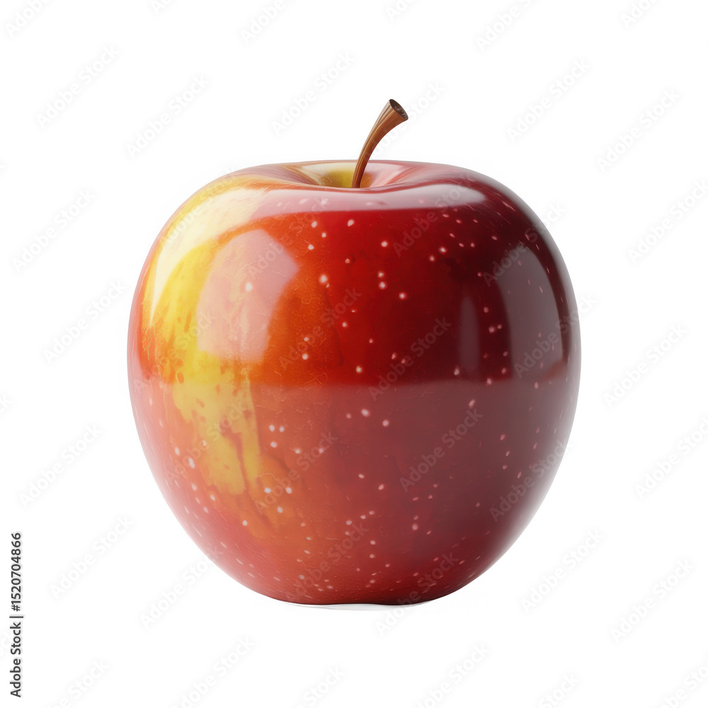 Poster shiny red apple isolated on transparent background