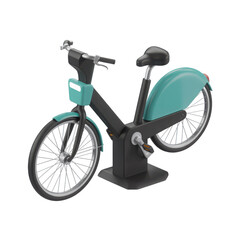 Teal stationary exercise bike isolated on transparent background