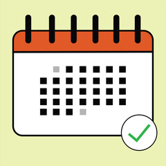 Colorful Calendar icon. Highlighted day on the calendar. Flat vector illustration for copy space.