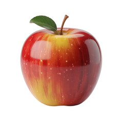 Shiny red apple with leaf isolated on transparent background