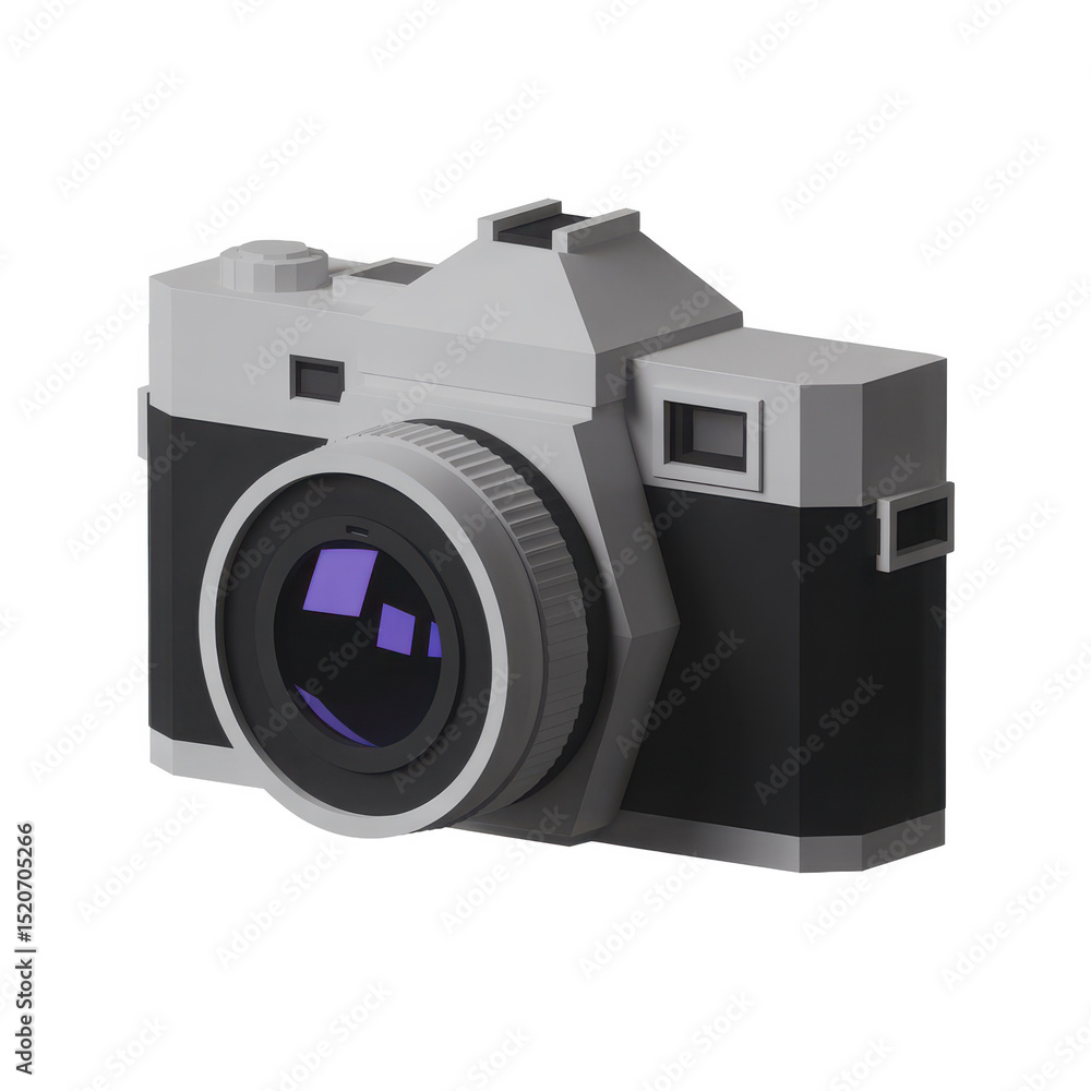 Poster low poly 3d model camera isolated on transparent background