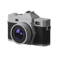 Low poly 3d model camera isolated on transparent background