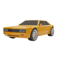 Orange classic coupe car isolated on transparent background