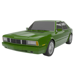 Green classic car image isolated on transparent background