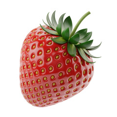 Single red strawberry isolated on transparent background