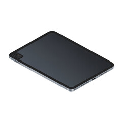 Dark gray tablet computer isolated on transparent background