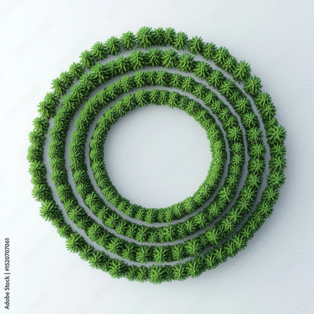Aufkleber nature conservation concept green circular patterns arranged in concentric circles.