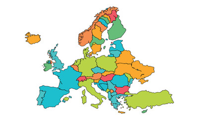 Europe map vector with country borders vector eps.10