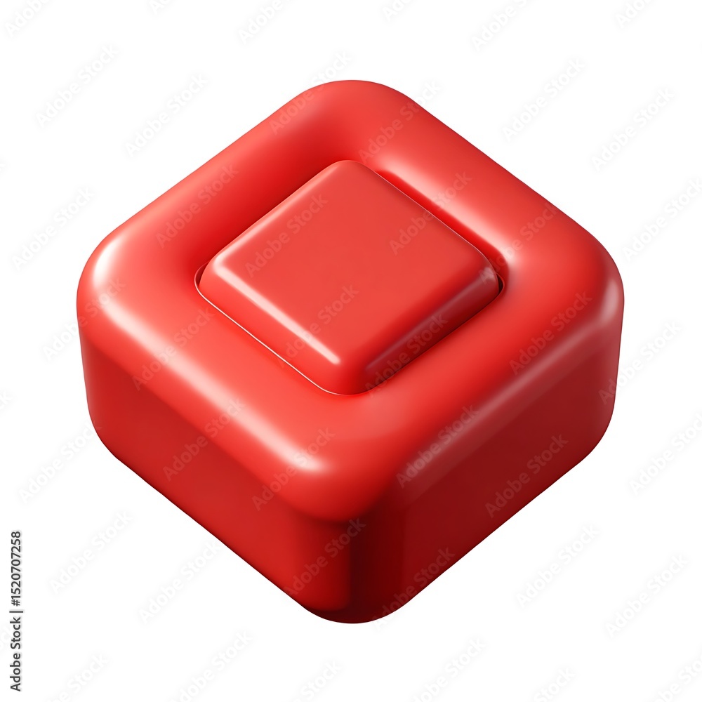 Poster glossy red 3d rhombus button isolated on white background for creative design elements