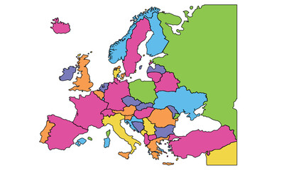 Europe map vector with country borders vector eps.10