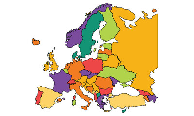 Europe map vector with country borders vector eps.10