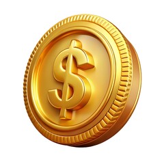 Golden dollar coin illustrating wealth and success concept in financial investments or banking system.