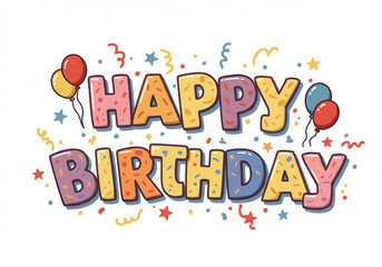 Fototapeta premium Happy birthday greeting with balloons and confetti