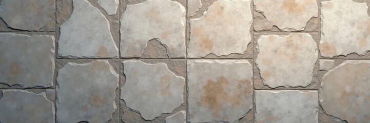 Fototapeta premium Wall with a tiled pattern and some missing tiles