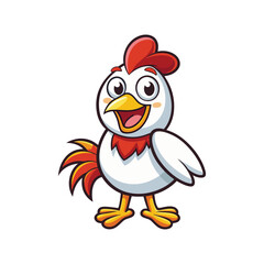 Obraz premium Funny cartoon illustration of a cute chicken, a wild bird character