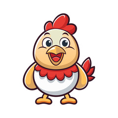 Fototapeta premium Funny cartoon illustration of a cute chicken, a wild bird character