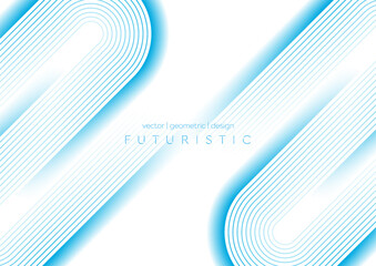 Blue linear pattern abstract geometric minimal background. Vector digital art design
