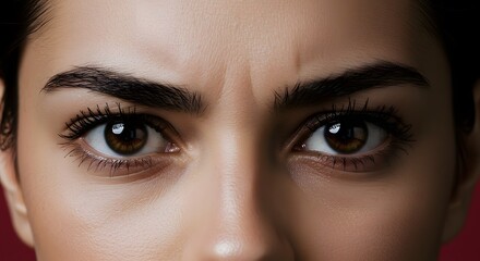 Fototapeta premium Close-up of Woman's Face Showing Frowning Expression